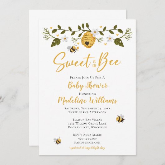 Zoet als Baby shower Kaart (Voorkant / Achterkant)