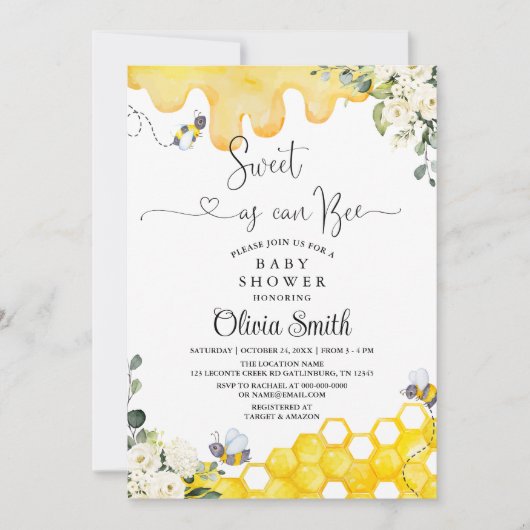 Zoet als Baby shower Kaart (Voorkant)