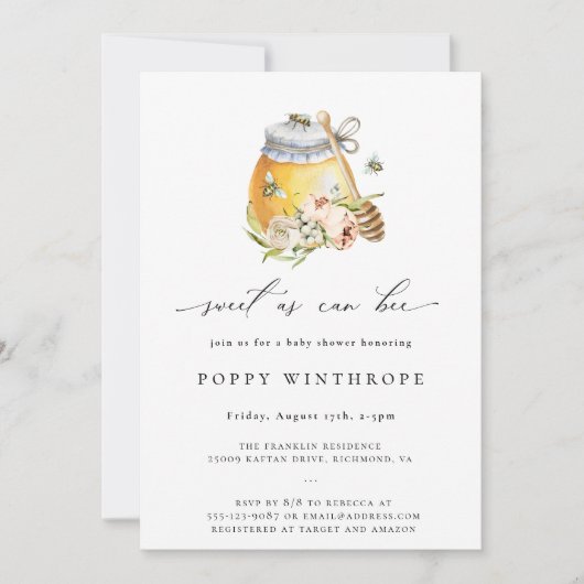 Zoet als Baby shower Kaart (Voorkant)