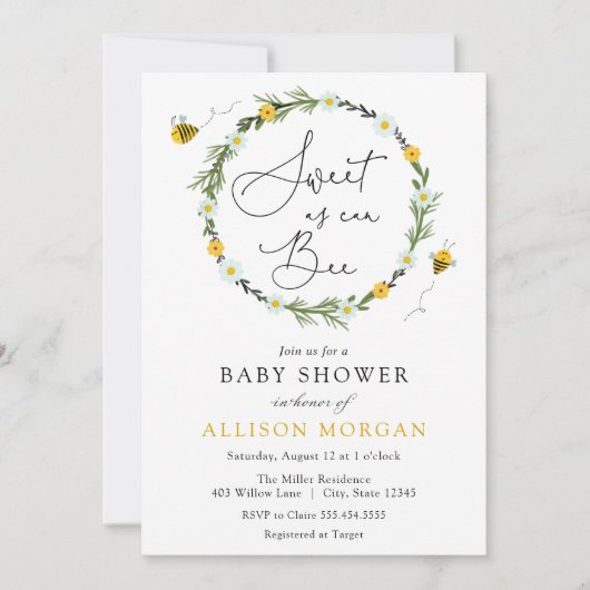 Zoet als Baby shower Kaart (Voorkant)