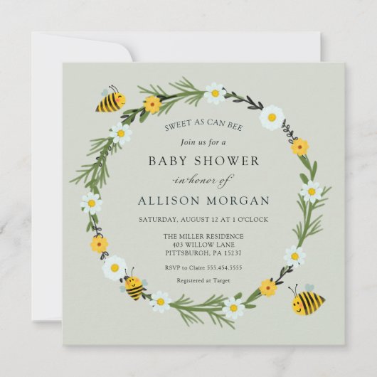 Zoet als Baby shower Kaart (Voorkant)