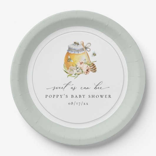 Zoet als Baby shower Papieren Bordje (Voorkant)