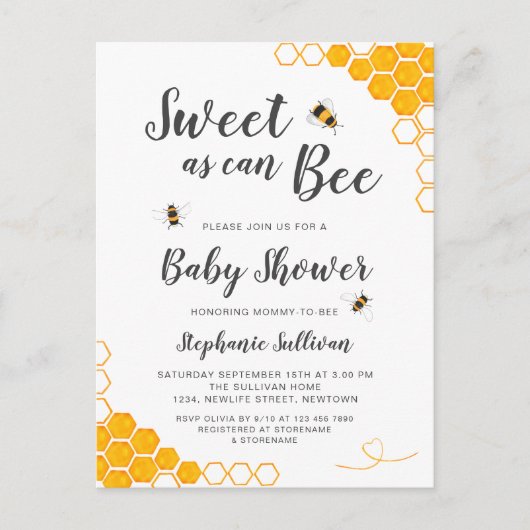Zoet als Baby shower Uitnodiging Briefkaart (Voorkant)