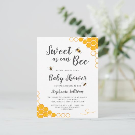 Zoet als Baby shower Uitnodiging Briefkaart (Staand voorkant)