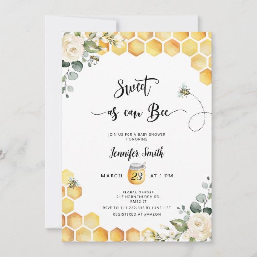 Zoet als baby shower-uitnodiging kaart (Voorkant)