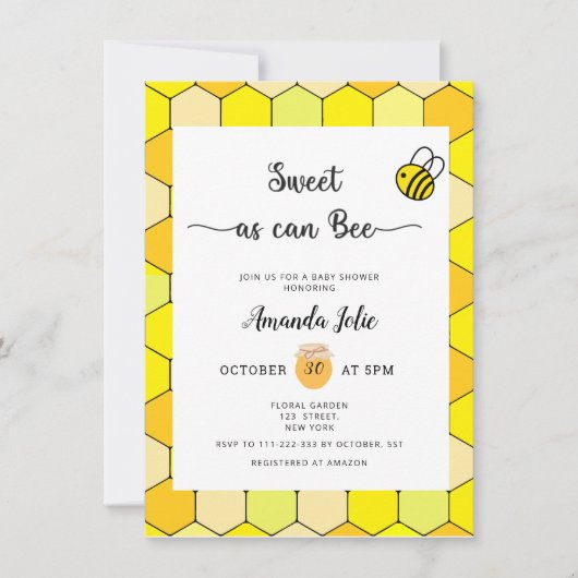 Zoet als baby shower-uitnodiging kaart (Voorkant)