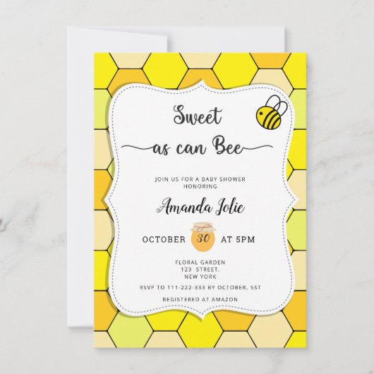 Zoet als baby shower-uitnodiging kaart (Voorkant)