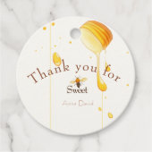 Zoet als baby shower van bijen bedankjes labels (Voorkant)