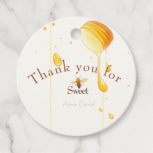 Zoet als baby shower van bijen bedankjes labels (Voorkant)