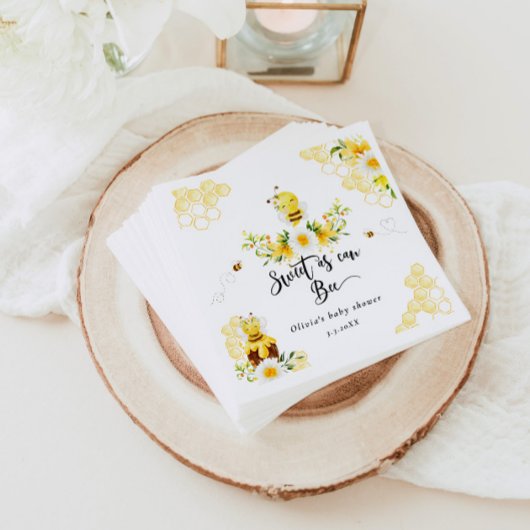 Zoet als baby shower van bijen servet