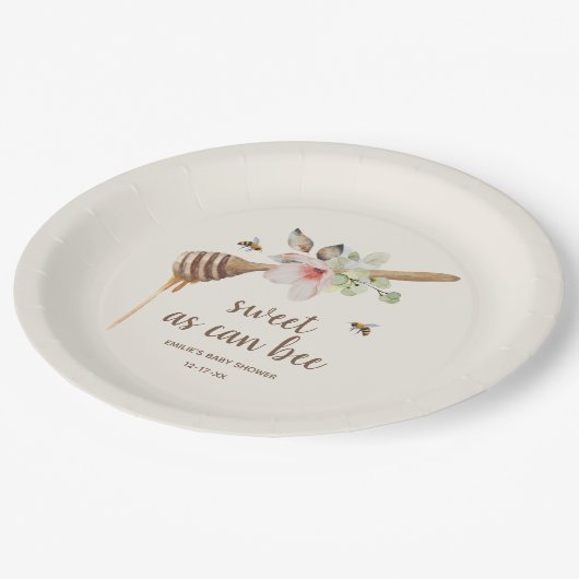 Zoet als Baby shower van honingbonen Papieren Bordje (Gekanteld)