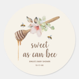 Zoet als Baby shower van honingbonen Ronde Sticker