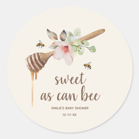 Zoet als Baby shower van honingbonen Ronde Sticker (Voorkant)