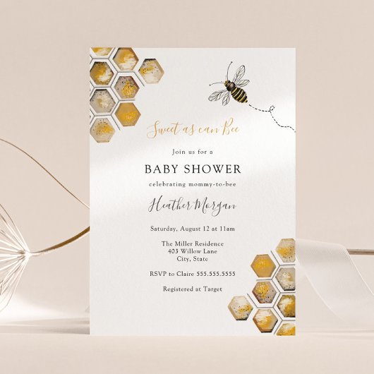 Zoet als bee Baby shower Invitation Kaart