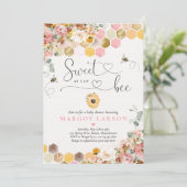 Zoet als bee Boho Wildflower Baby shower Kaart (Staand voorkant)