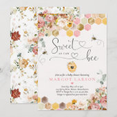 Zoet als bee Boho Wildflower Baby shower Kaart (Voorkant / Achterkant)