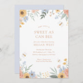 Zoet als bee Floral Bee Baby shower Invitation Kaart (Voorkant / Achterkant)