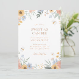 Zoet als bee Floral Bee Baby shower Invitation Kaart