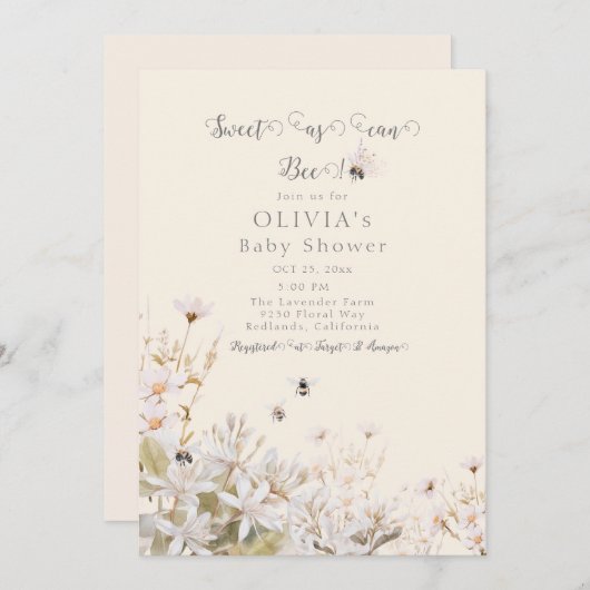 Zoet als bijen Baby shower Kaart (Voorkant / Achterkant)