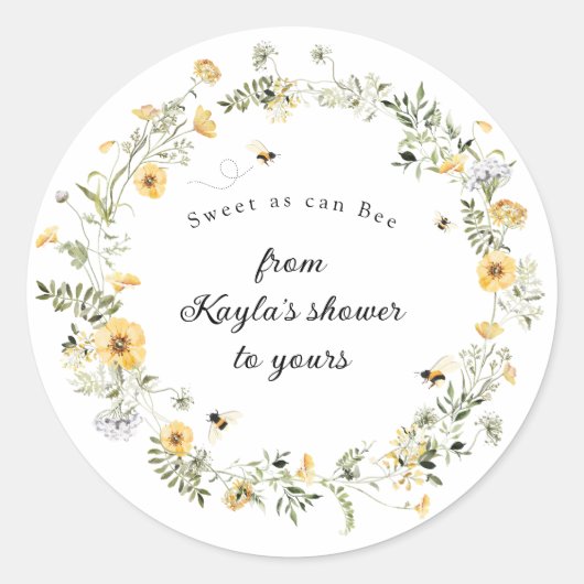 Zoet als bijenbloem Baby shower Sticker (Voorkant)