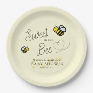 Zoet als bijengeel Baby shower Papieren Bordje