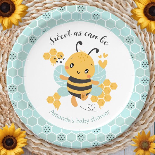 Zoet als Can Bee Baby Boy Baby shower Papieren Bordje