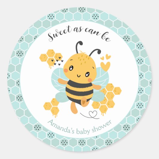 Zoet als Can Bee Baby Boy Baby shower Ronde Sticker (Voorkant)