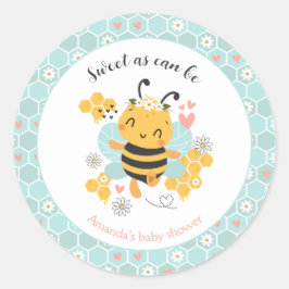 Zoet als Can Bee Baby Girl Baby shower Ronde Sticker