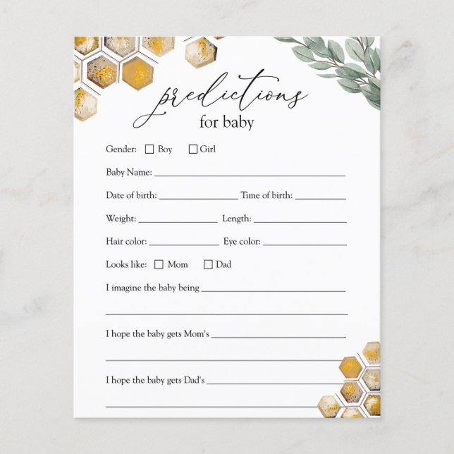 Zoet als Can Bee Baby Predication Card (Voorkant)