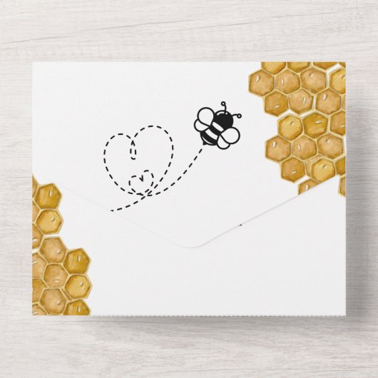 Zoet als Can Bee Baby shower All In One Uitnodiging (Achterkant)