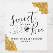 Zoet als Can Bee Baby shower Wijn Etiket (Enkel label)