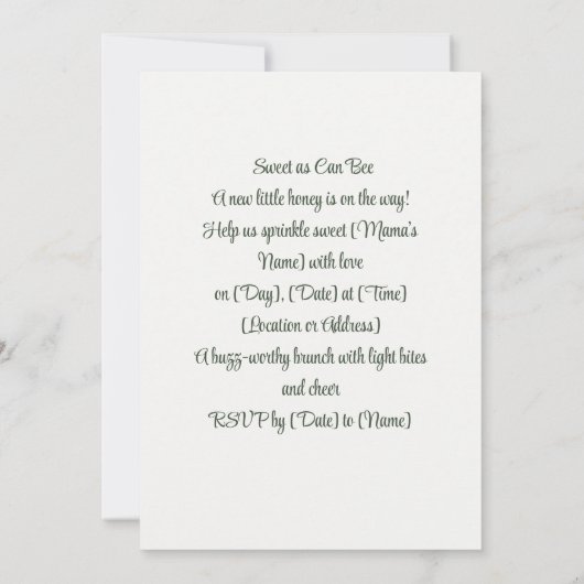 Zoet als Can Bee | Bijen Zoetheid Kaart (Achterkant)