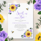Zoet als can Bee Sunflower Paars Baby shower Kaart
