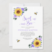 Zoet als can Bee Sunflower Paars Baby shower Kaart (Voorkant)