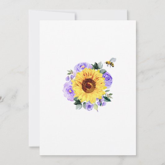 Zoet als can Bee Sunflower Paars Baby shower Kaart (Achterkant)