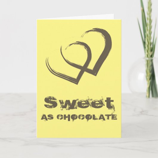 Zoet als Chocolade Hart Geel Valentijnsdag Feestdagen Kaart (Voorkant)