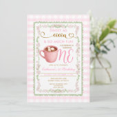 Zoet als Cocoa Roze Gingham Eerste Verjaardag  Kaart (Staand voorkant)