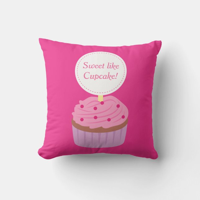 Zoet als Cupcake, Roze, Voor Meisjes Kussen (Voorkant)
