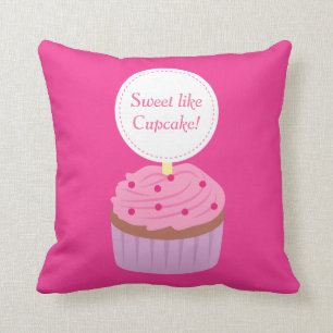 Zoet als Cupcake, Roze, Voor Meisjes Kussen