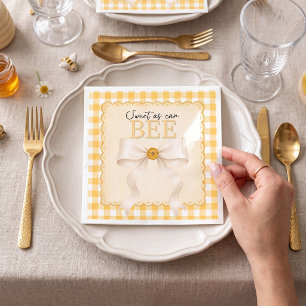 Zoet als een Bij Baby Shower Gele Gingham Strik Servet