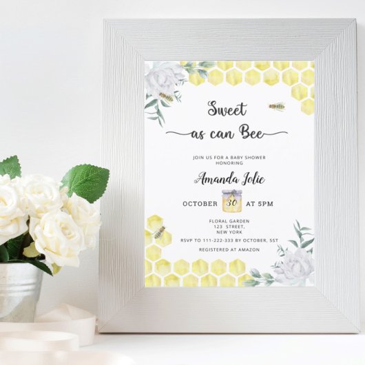 Zoet als een bij kan zijn baby shower kaart