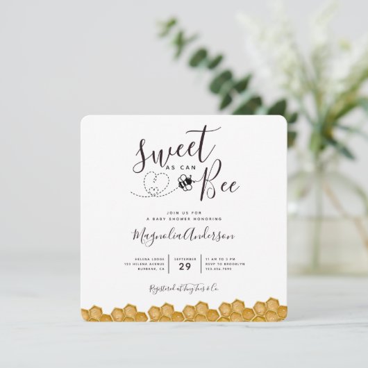 Zoet als een bij kan zijn Baby Shower Uitnodiging (Staand voorkant)