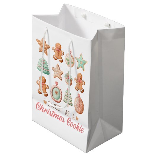 Zoet als een kerstkoekje medium cadeauzakje (Voorkant Gekanteld)