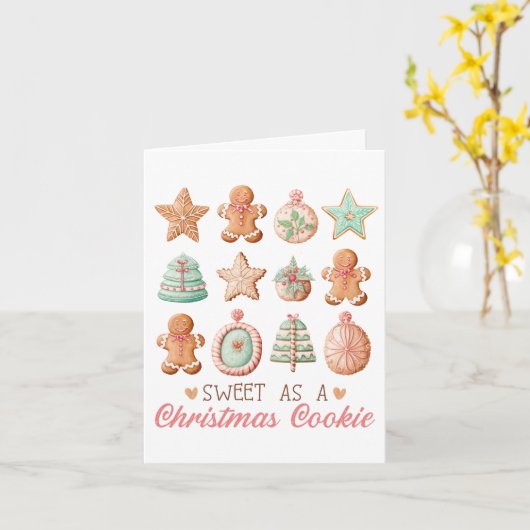 Zoet als een Kerstmis Koekje Blank Groet Kaart (Gele Bloem)