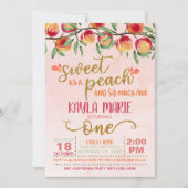 Zoet als een Peach 1st Birthday Invitation - Strip Kaart (Voorkant)