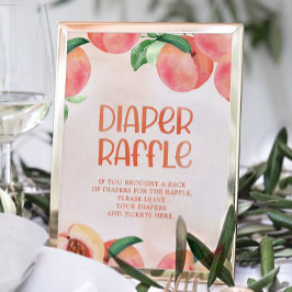 Zoet als een Peach Baby shower Diaper Raffle Sign Poster