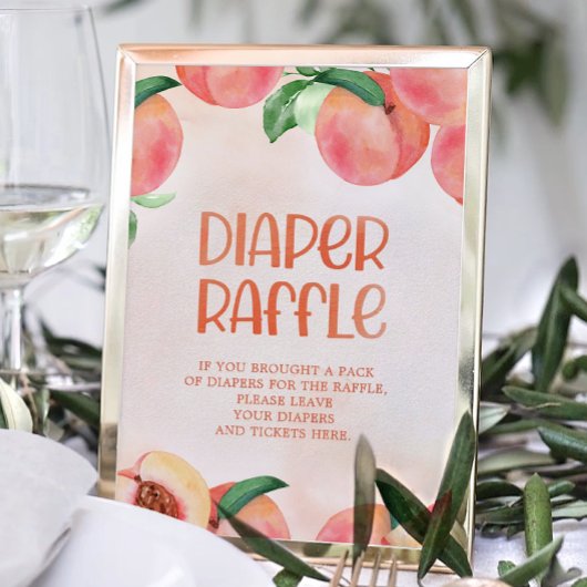 Zoet als een Peach Baby shower Diaper Raffle Sign Poster