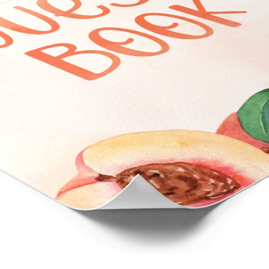 Zoet als een Peach Baby shower Guest Book Sign Poster (Hoek)