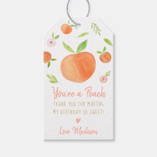Zoet als een peach Birthday Cadeaulabel (Voorkant)