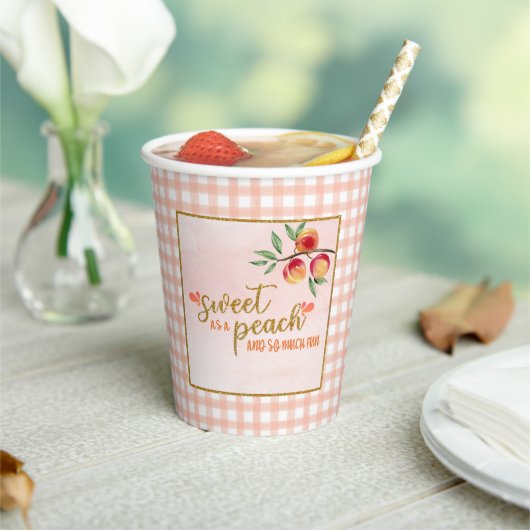 Zoet als een Peach Birthday Paper Cups Papieren Bekers (Insitu)